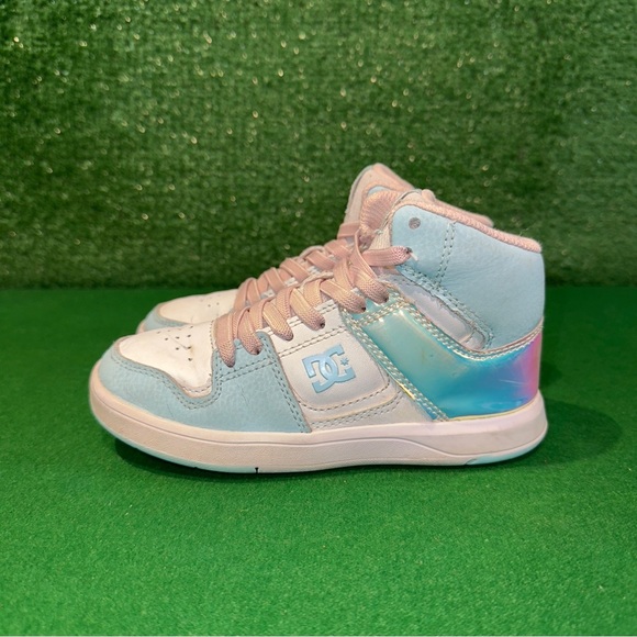 DC Shoes Pastel Blue Pink Iridescent Sneakers Preschool Little Girls Size 13C - Picture 3 of 6